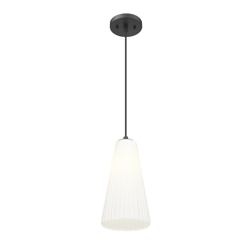 Luminaire suspendu moderne 1 lumière Tomy, H 123,75 po x l 7,25 po x P 7,25 po, Noir mat