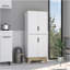 Double garde-manger Wallas, double porte, quatre pieds, quatre tablettes, finition chêne clair / blanc