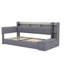 Twin Size Upholstery Daybed with Storage Footstool and Shelves,with Trundle,USB Charging and LED Light,Grey-129883738-129883739