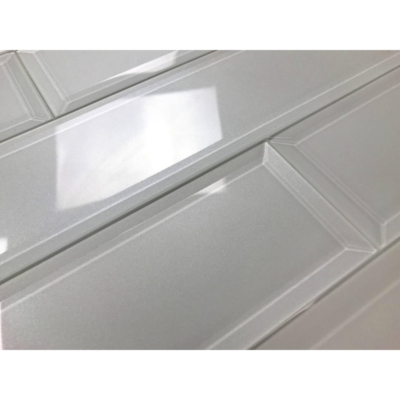 Frosted Elegance 3 in. x 12 in. Diamond Grade Glass Beveled Subway Decorative Kitchen & Bathroom Wall Tile