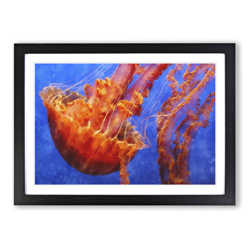 Jellyfish Vol.2 - Picture Frame Painting, 27cm H x 36cm W x 2cm D, Black