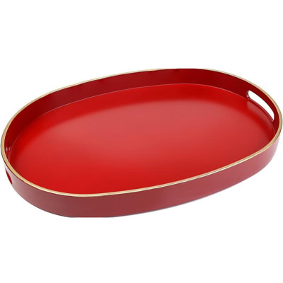 Red Oval Plastic Serving Tray