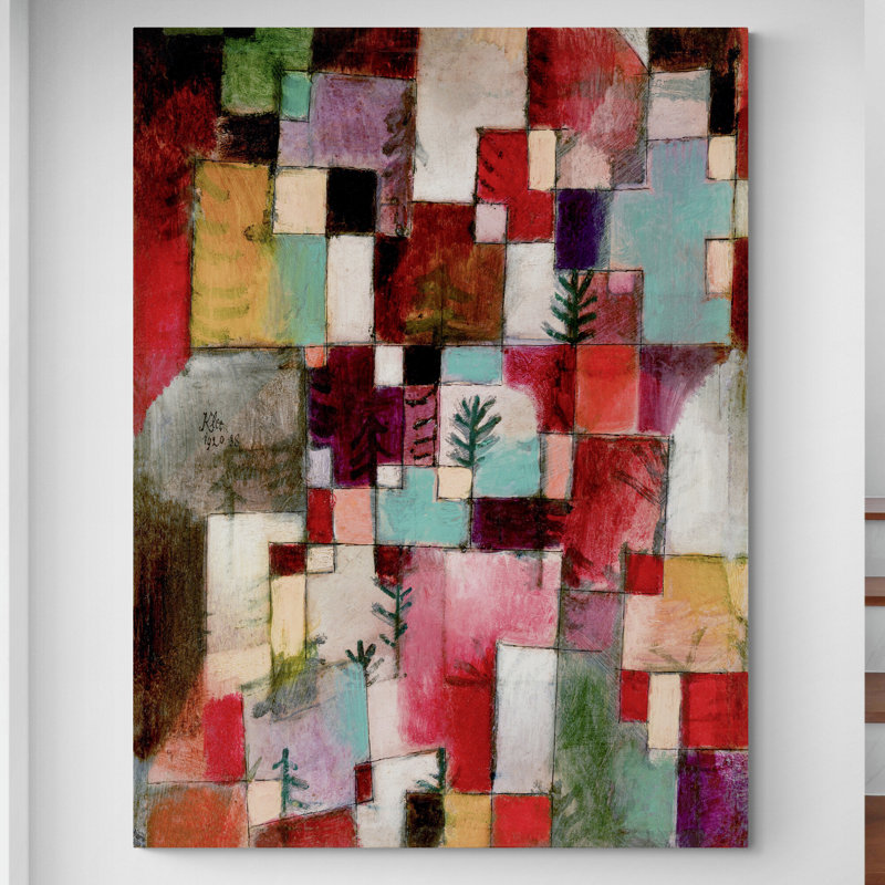 Red Green And Violet Yellow Rhymes by Paul Klee - Wrapped Canvas Painting, 31cm H x 21cm W x 4cm D