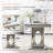 22.83" Square Marble End Table, Modern Faux Marble Top, Luxury Mirrored Polished Stainless Steel Round Hollow Base-1419464440-1419464441