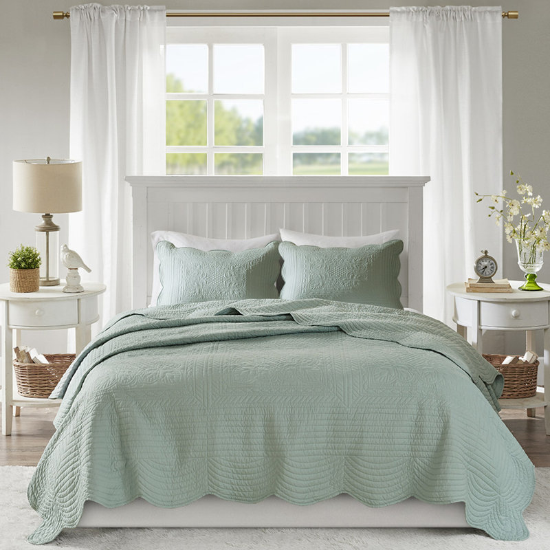 Courtepointe réversible à bords festonnés très grand / très grand, rembourrage 90% coton, microfibre douce, option d'ombrage coloré