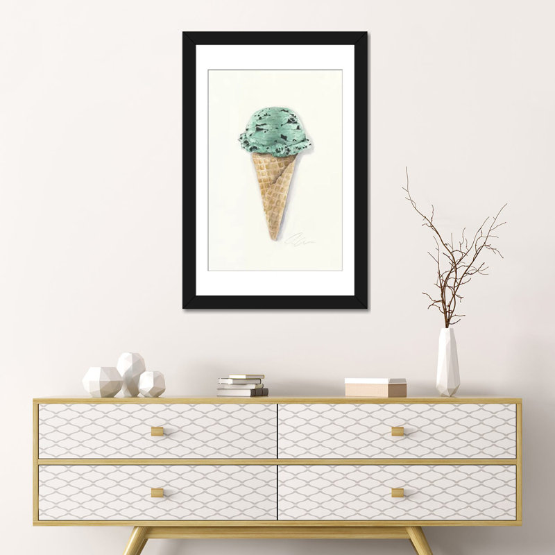 «Mint Chip», reproduction sur toile, H 24 po x l 16 po x P 1 po, Papier d'art encadré noir, Blanc