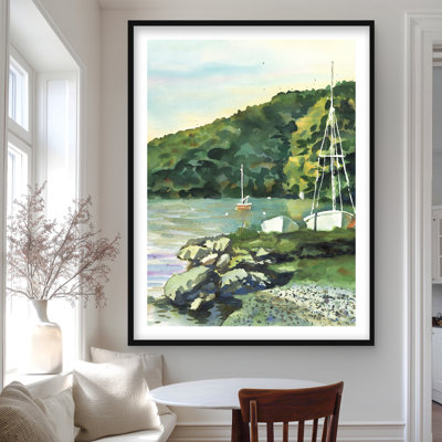 Sail Sail Day - Neo Mint Scenic, reproduction encadrée avec passe-partout