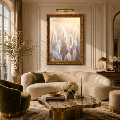 White Pampas Grass in Golden Sunlight Canvas Wall Art