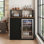 Bar à café avec mini espace réfrigérateur, mini support d'armoire pour réfrigérateur, armoire à vin pour dortoir, cuisine ou bureau