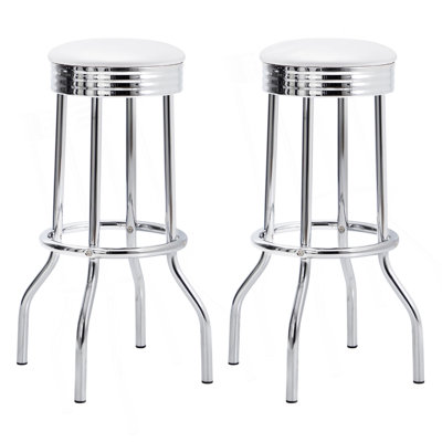 Midge White Upholstered Metal Swivel Bar Stool  (2 Of Set)