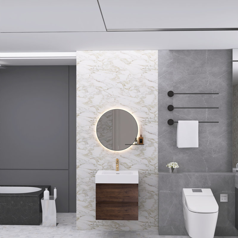 Ensemble de meuble-lavabo simple 24 po Najea, Noyer, Blanc