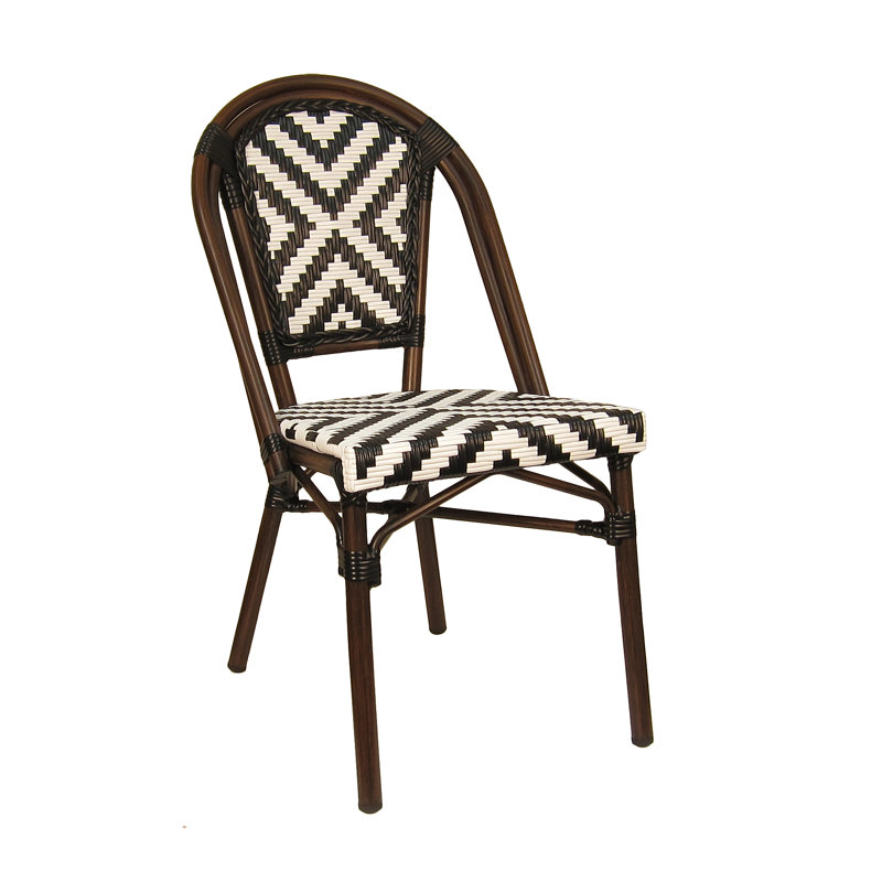 Woven Bistro Patio Side Chair With Pattern