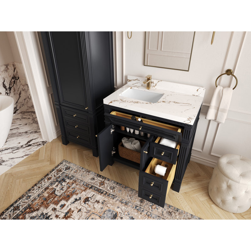 Paris 36 po X P 22 po Meuble-lavabo de salle de bain D, Calacatta Laza
