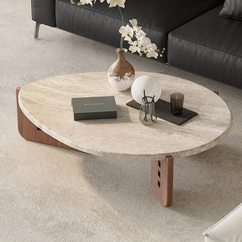Table basse moderne en forme d'œuf minimaliste, Brun