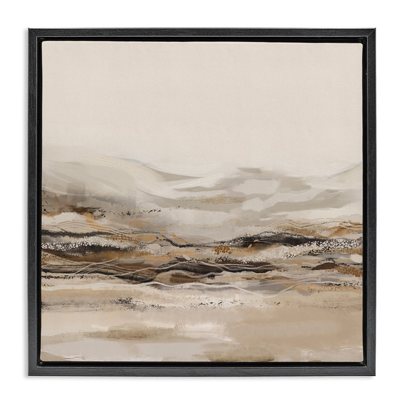 Abstract Mountains Landscape, 18" H x 18" W, Jet Black Floater Frame