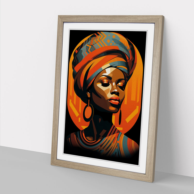 African Woman Op - Framed Print, Oak Framed, 34cm H x 25cm W x 2cm D