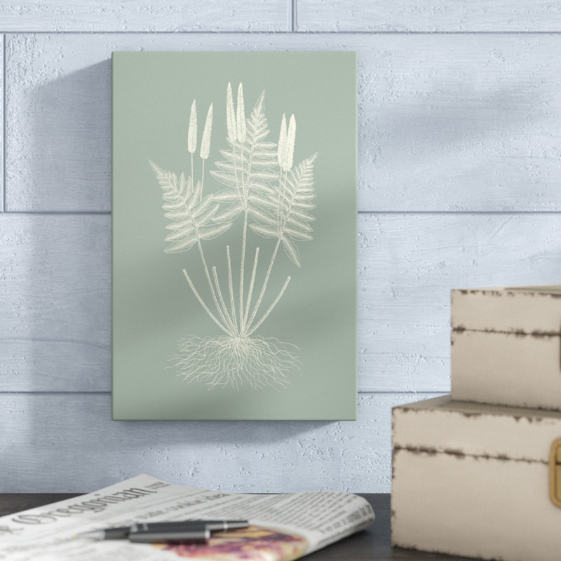 «Ferns on Sage VII», peinture sur toile, H 12 po x l 8 po