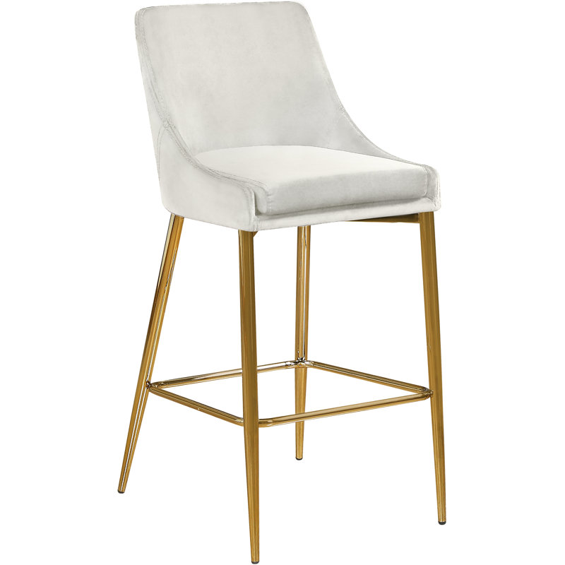 Tabouret de bar 27,5 po Karina, Doré, Velours crème