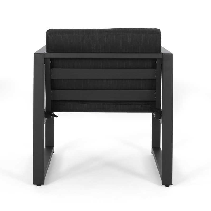 Contemporary Outdoor Club Furniture - Aluminum Frame With Dark Gray Cushion, 26.22"W X 24.97"H 27.95"D Chair Water- Aluminum,