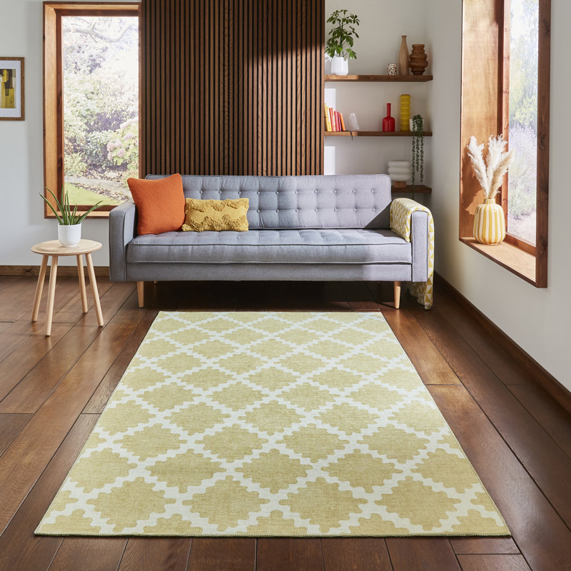 Scion Floral Digitally Printed 120cm X 170cm Area Rug, Rectangle 120 x 170 cm, Yellow