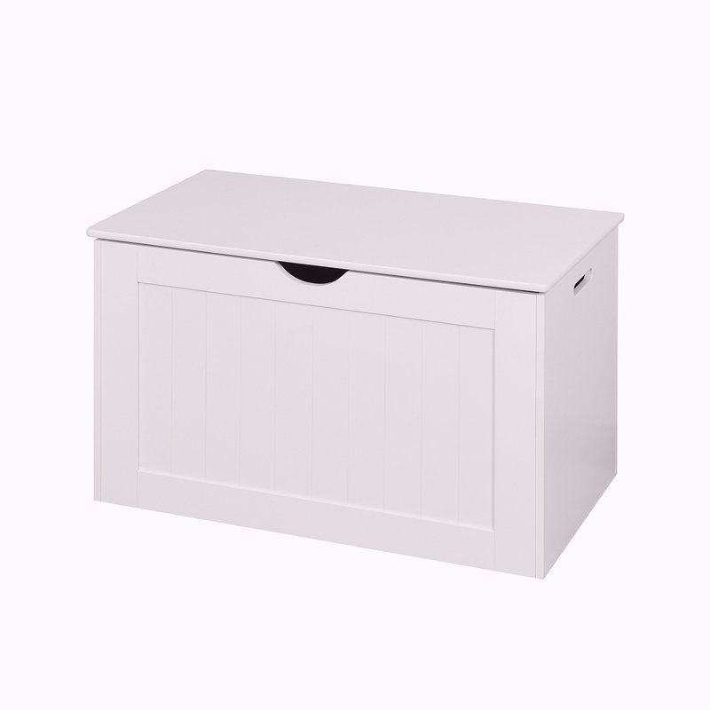 Armoire de rangement blanche avec 2 charnières de sécurité et coffre à jouets en bois