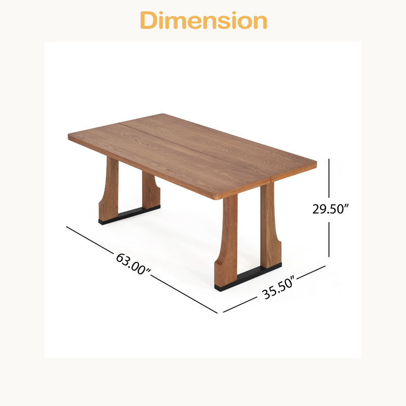 63" Rectangular Dining Table, Natural