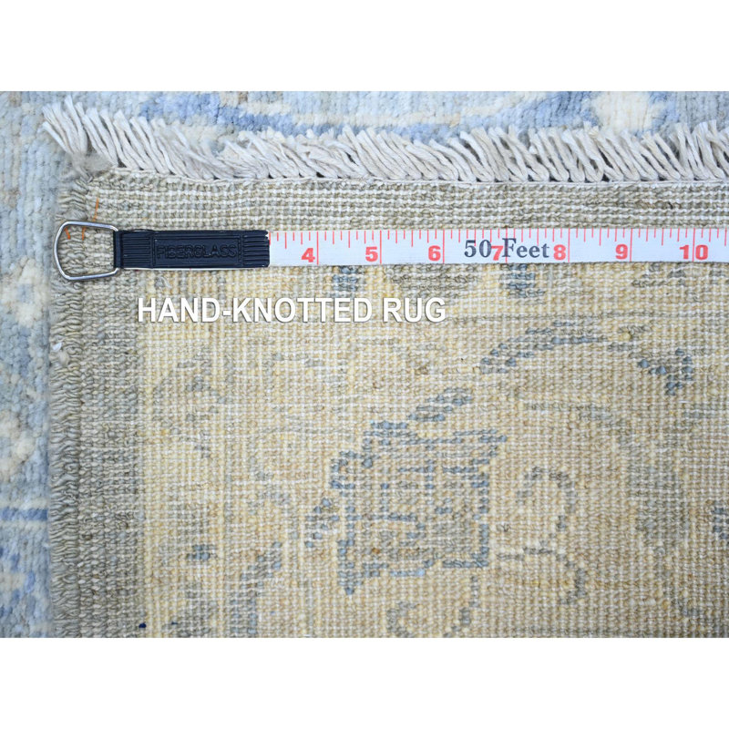 Tapis unique gris / bleu noué à la main nouvel âge 4 pi x 5 pi 9 po Treyshun