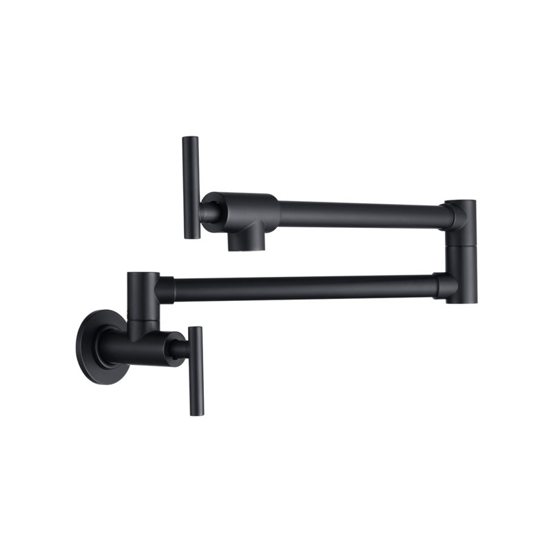 Wall Mount Folding Kitchen Pot Filler Faucet, Matte Black