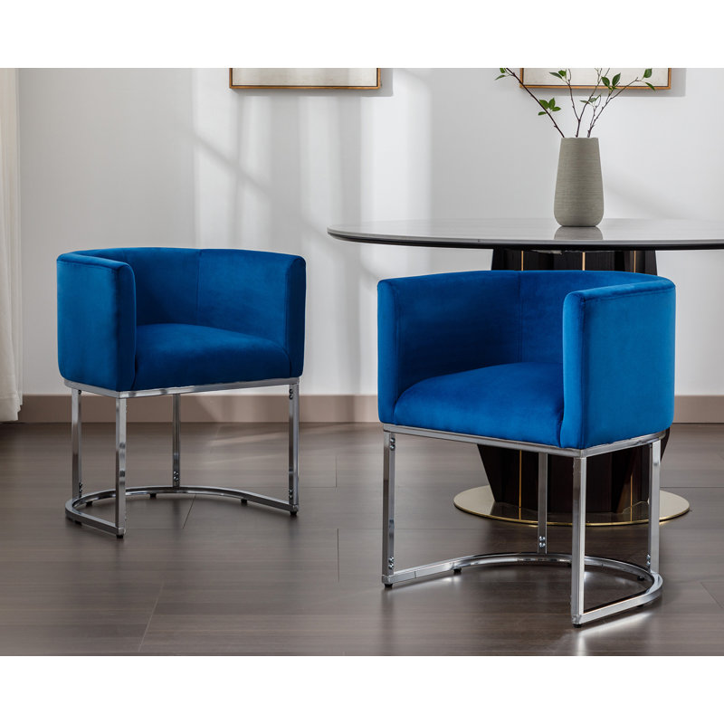 Chaises de salle à manger rembourrées Kaydance, Argent, Bleu