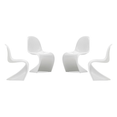 Modholic Wave Chair, White Matte (Set Of 4)