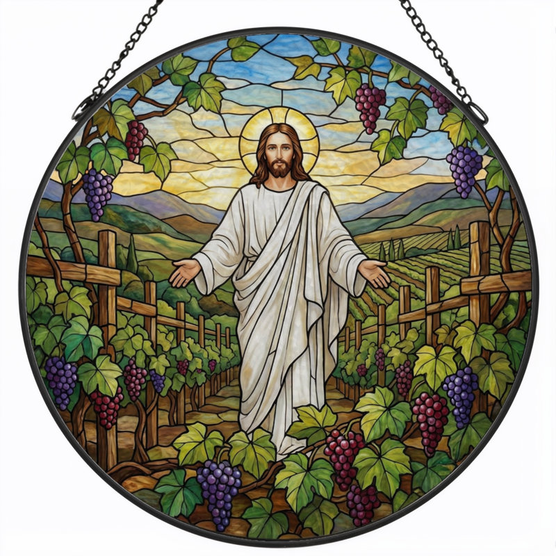 Vitrail vitrail Jesus Vineyard ， 12 ", H 12 po