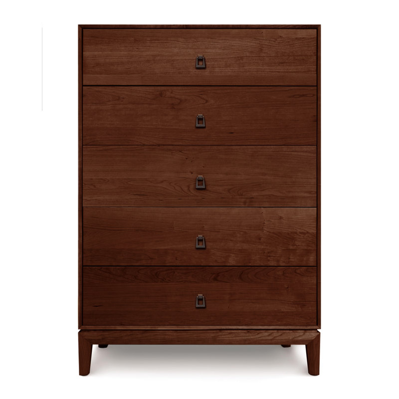 Commode 5 tiroirs Mansfield, Cerise cognac, H 51,88 po x l 33,5 po x P 18 po