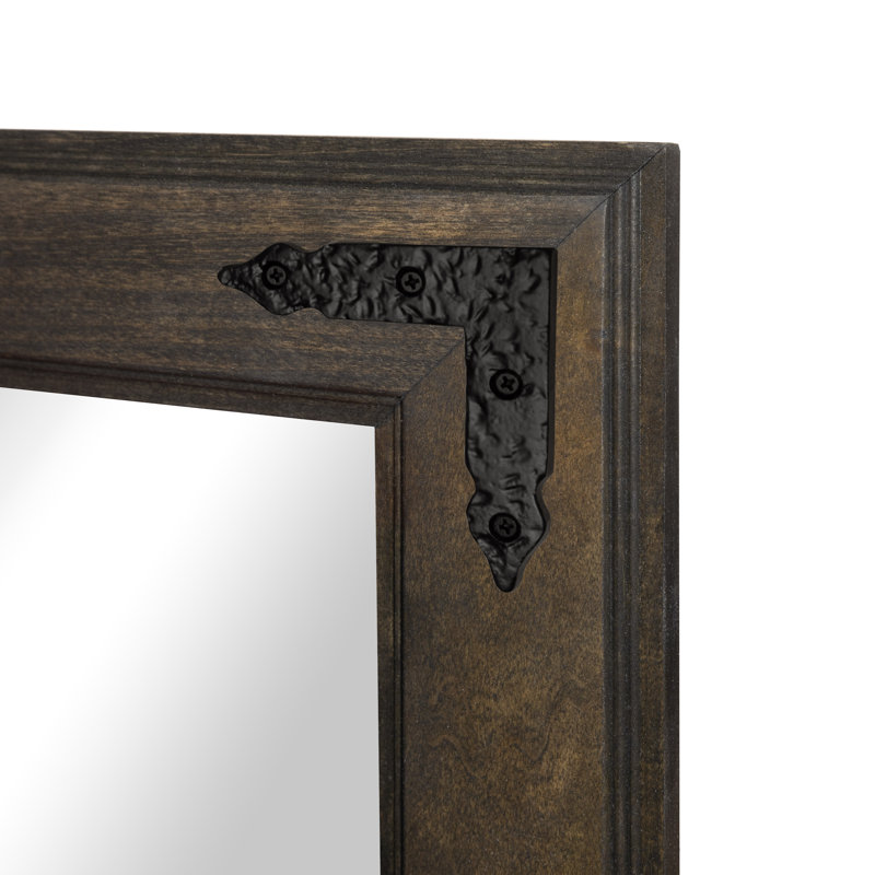 Rayne Heritage Hardwood Poplar Mirror With Decorative Corner Brackets, Ebony, 72 x 33