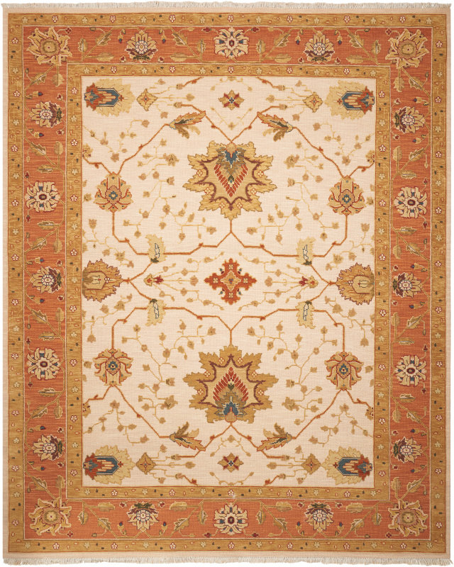 Tapis oriental en laine tissé à la main Burnham, Rectangle 7 pi 10 po x 9 pi 10 po