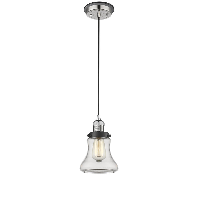 Wheeler 1 - Light Single Pendant, Clear, Polished Nickel with Matte Black accents
