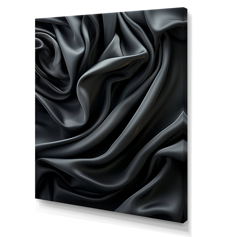 Silk Fractal Noir Curves II - impression d'art mural fractal, Toile tendue, H 32 po x l 16 po x P 1 po