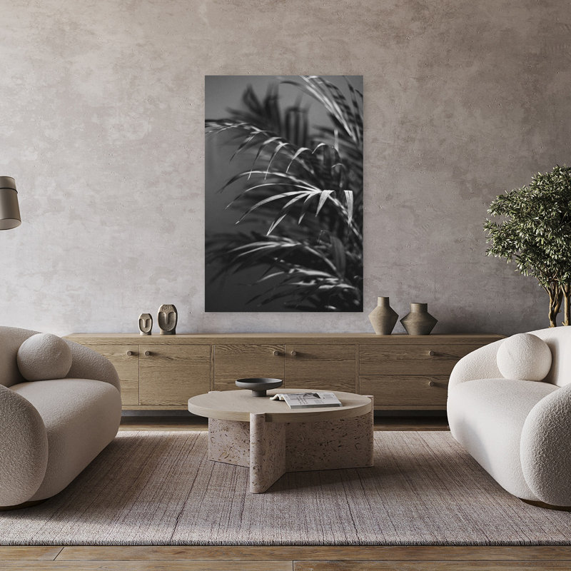 Art contemporain plante noire, H 48 po x l 32 po