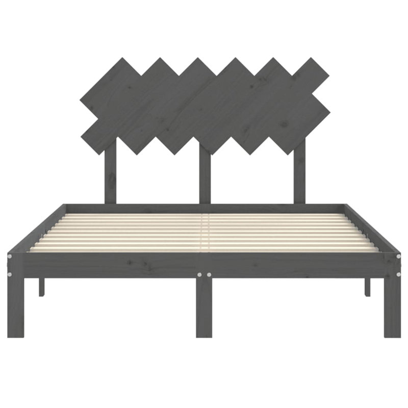Bed Frame with Headboard, 200 x 200cm, Grey