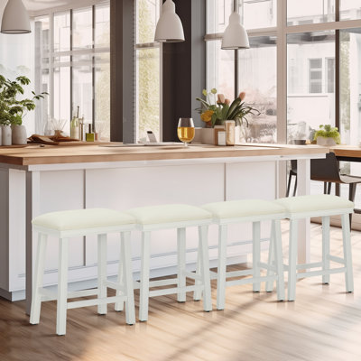24" Backless Kitchen Counter Stool With Sponge Upholstery(set Of 4)