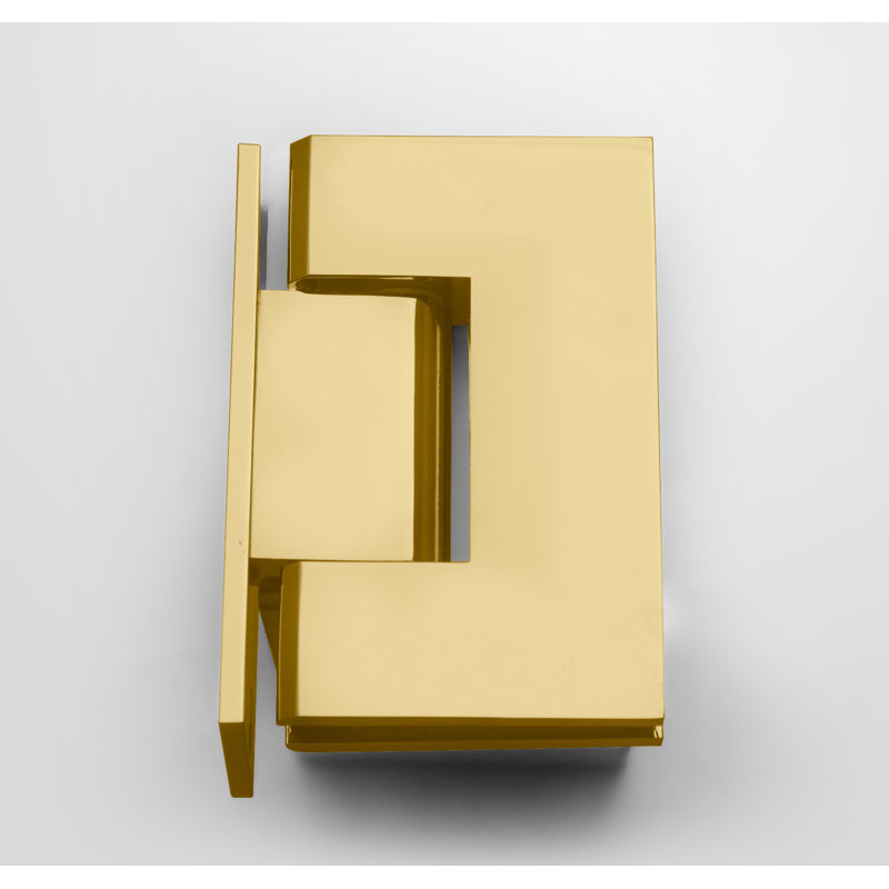 46" W Pivot Frameless Shower Door, Polished Brass