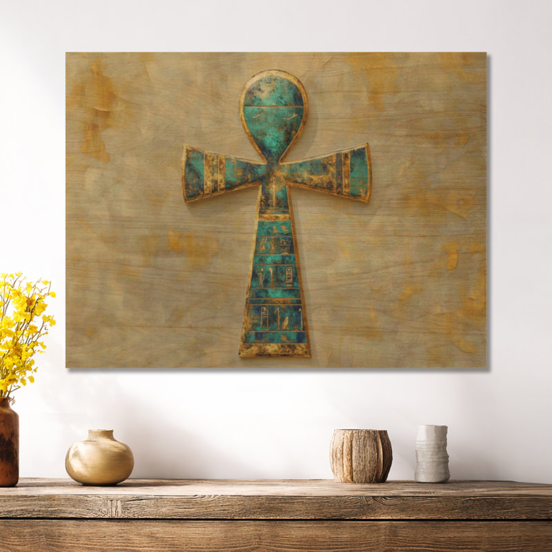 Ankh de la vie éternelle - Décoration murale bohème en bois, H 30 po x l 40 po, Rectangulaire