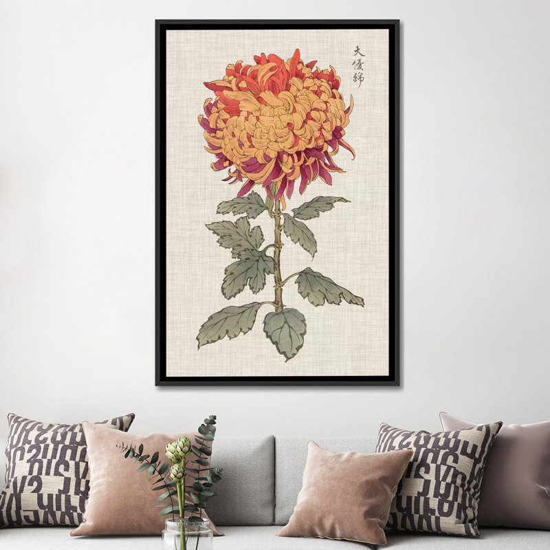 «Vibrant Mums III», impression sur toile tendue, H 26 po x l 18 po x P 1,5 po, Toile avec cadre noir, Pas de tapis