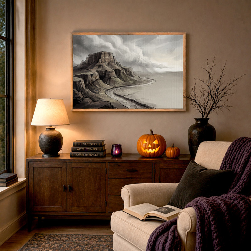 «Mona Desert Mesa and River», art mural sur toile, 36"H x 48"W