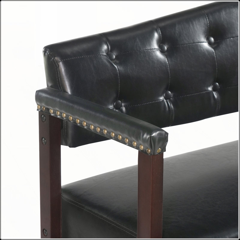 Ensemble 2 pièces de banc d'attente de salon 57,83 pouces Mid Century Modern, Black Faux Leather