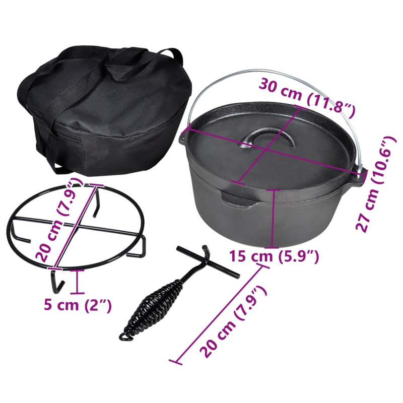 VidaXL 4.2L Cast Iron Round Casserole Dish, 4.2 L