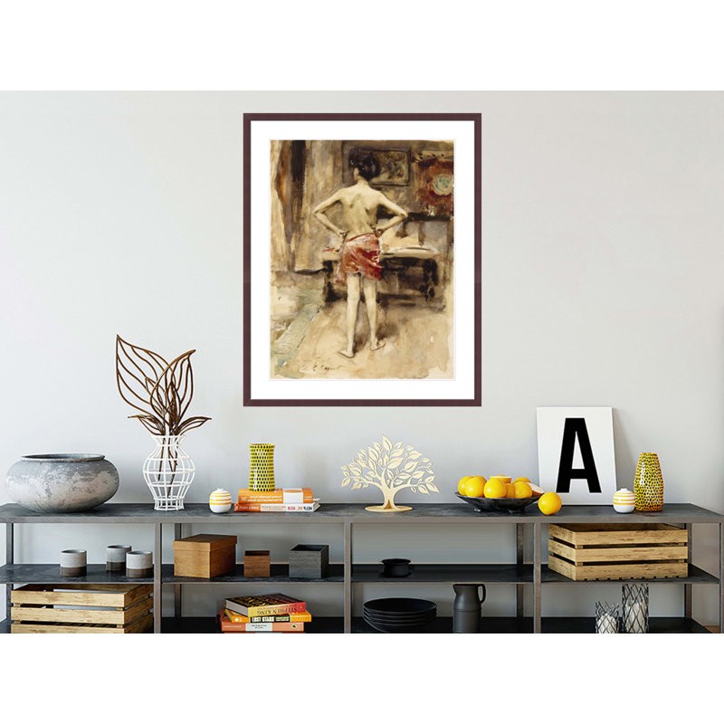 «The Model» par John Singer Sargent - impression giclée encadrée, H 41,34 po x l 33,5 po