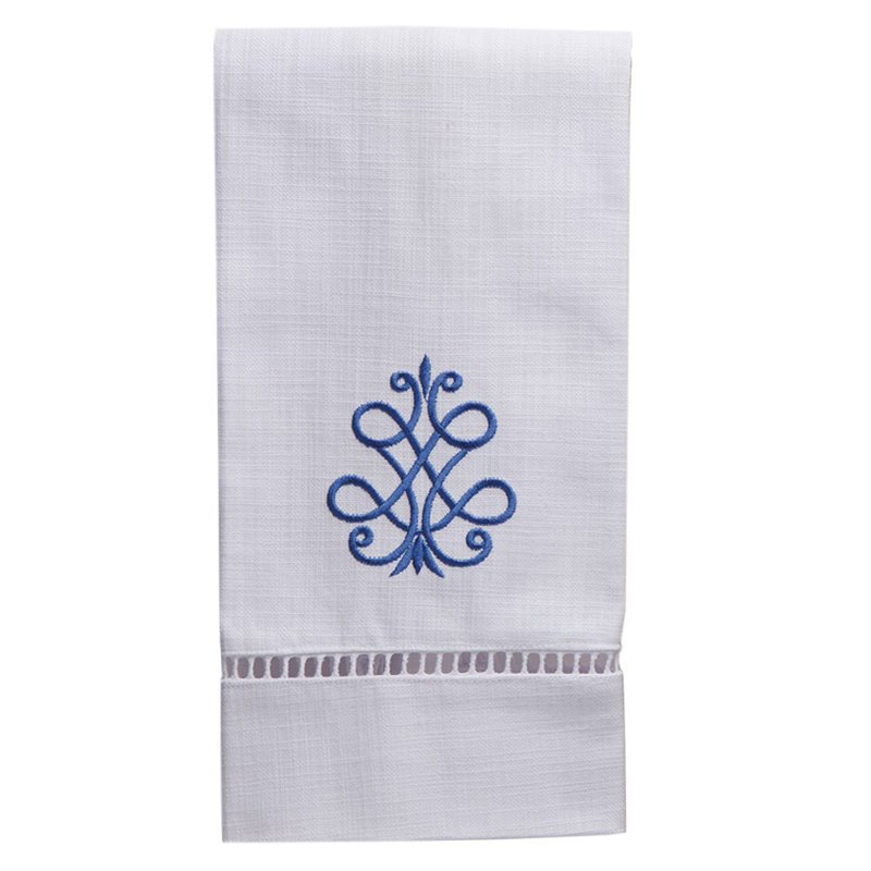 Serviette à main french scroll Beom, Bleu de cobalt