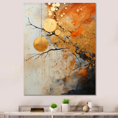 Gold Grey Rustic Reflections I - Abstract Collages Wall Art
