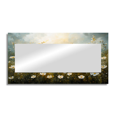Countryside Roses Flowers Field II - Floral Wall Mirror Art - Printed On Metal