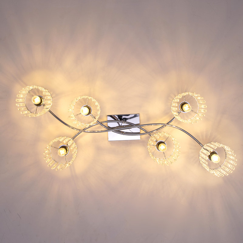 Elegant Chrome Crystal 35" Flush Mount Ceiling Light